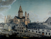 Mainz, Nord-westliche Stadt- und Domansicht, Bernhard Hundeshagen um 1820
